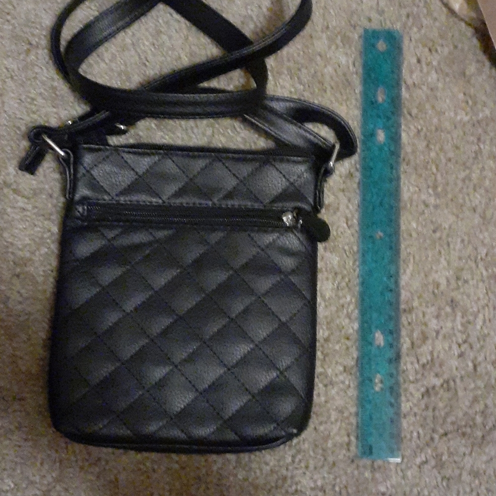 Black crossover long strap purse